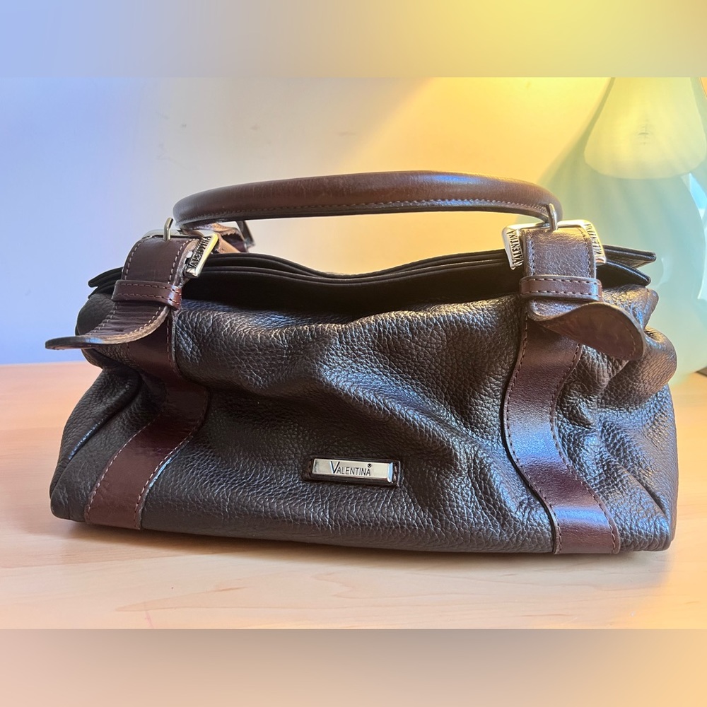 Vintage Valentina Genuine Leather brown handbag rare design